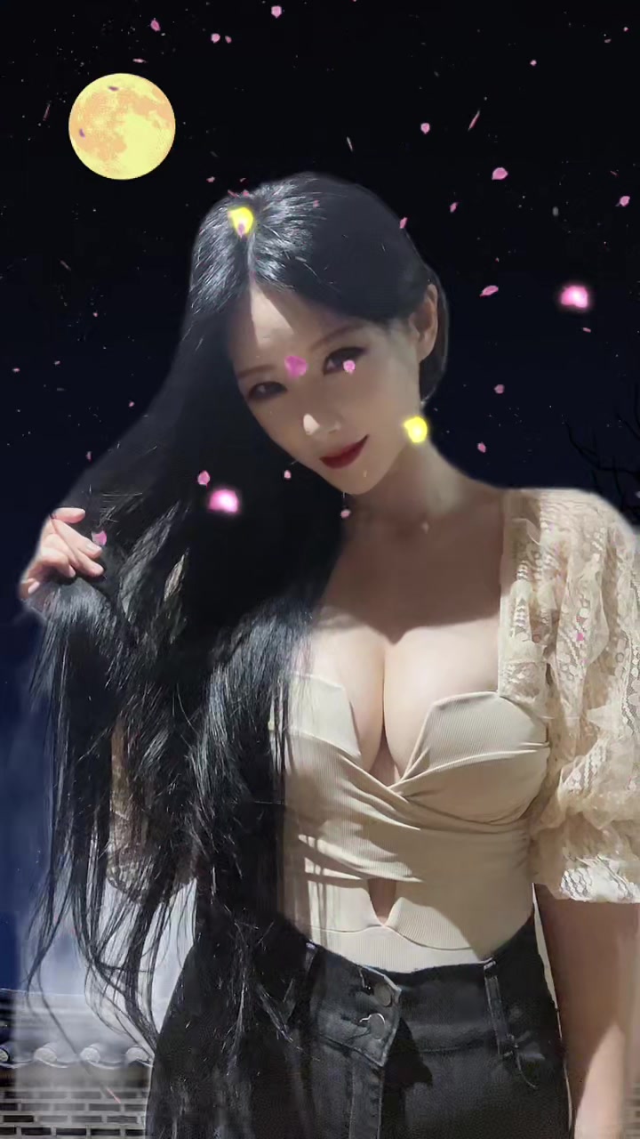 【黒髪ロングヘア巨乳美女の谷間】#지깨비챌린지 #열라핫댄스챌린지