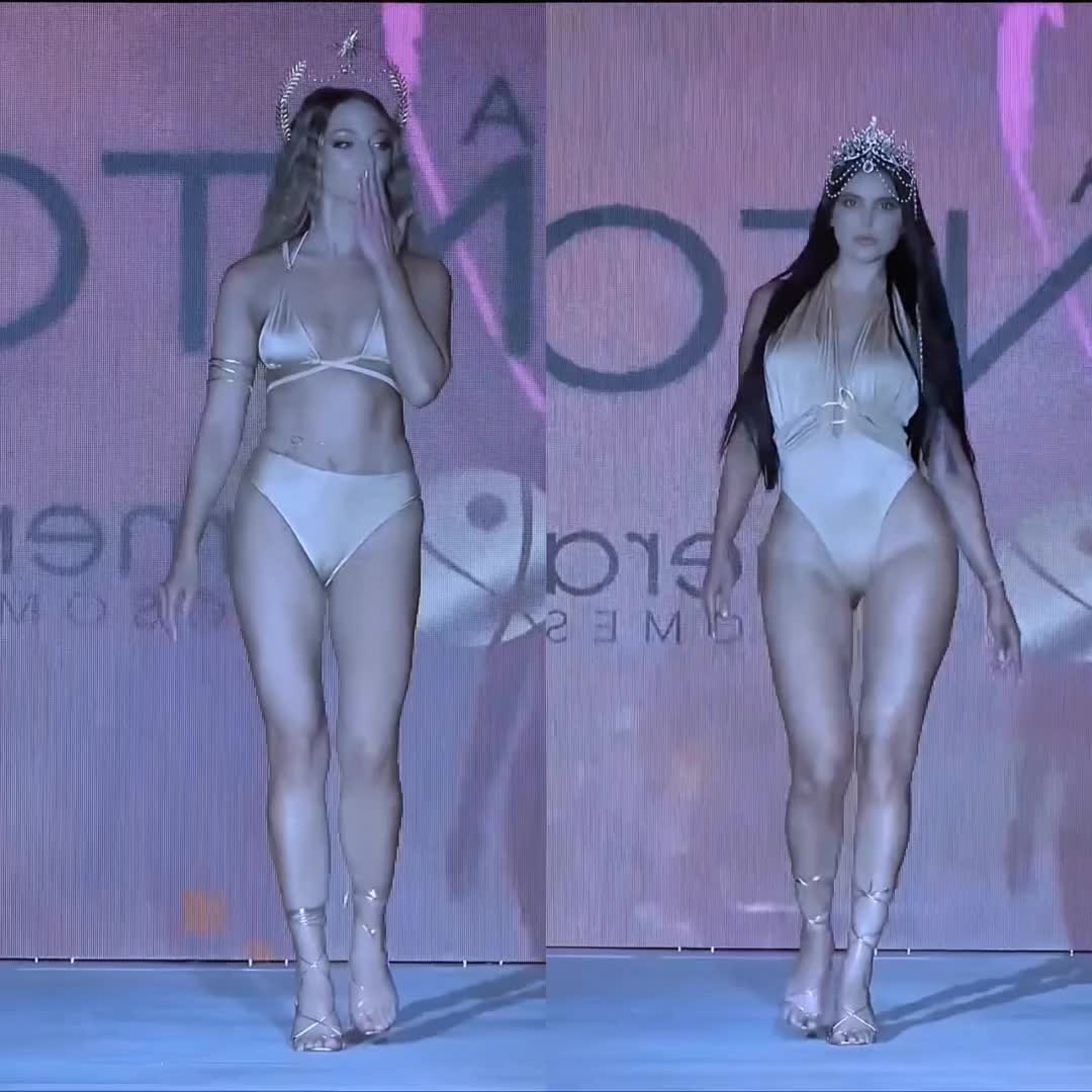 【堂々と歩いて尻肉をプリンプリンさせるランウェイ海外モデル美女！】Fashion bikini beauty underwear show